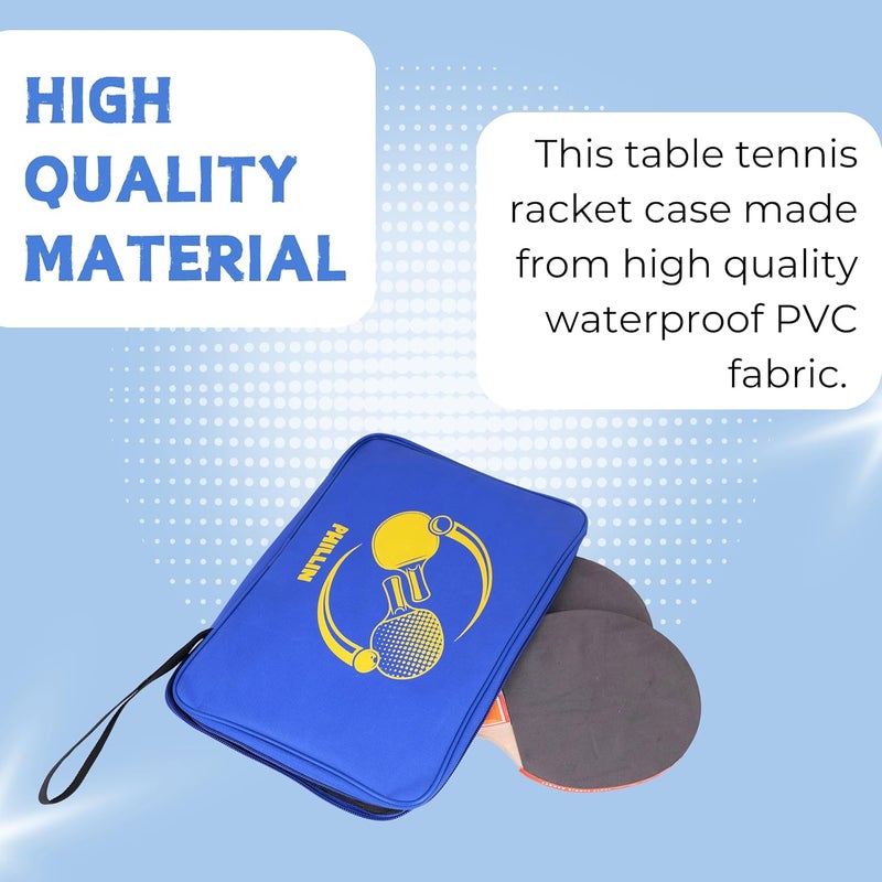 PHILLIN PHLLIN Table Tennis Racket Cover with Zipper Closure TT Bag Soft Feel Portable Waterproof Bat Carrier Ping Pong Paddle Case – Blue - Image 4