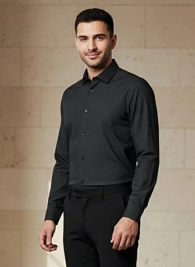 Splash FAV Men Regular Fit Spread Collar Textured Long Sleeves Shirt