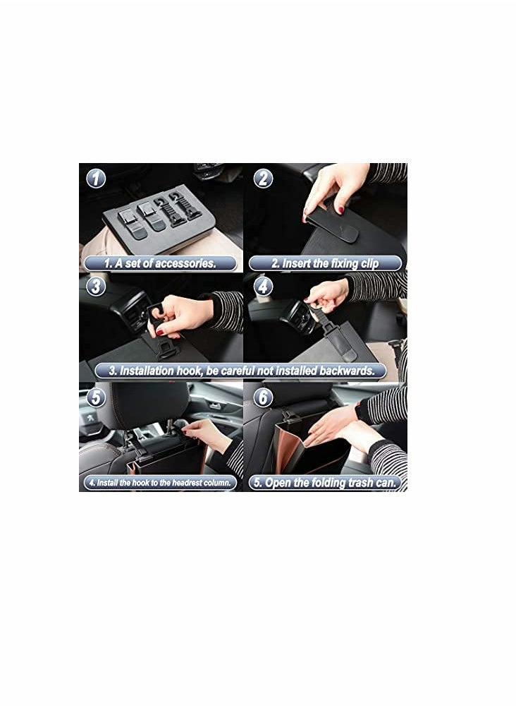 Excefore Waterproof Car Back Seat Garbage Bag with Clip,Hanging Trash Can, Collapsible Portable Small Organizer Holder Storage Pockets Container, Mini Bin for Front Accessories  - Image 5