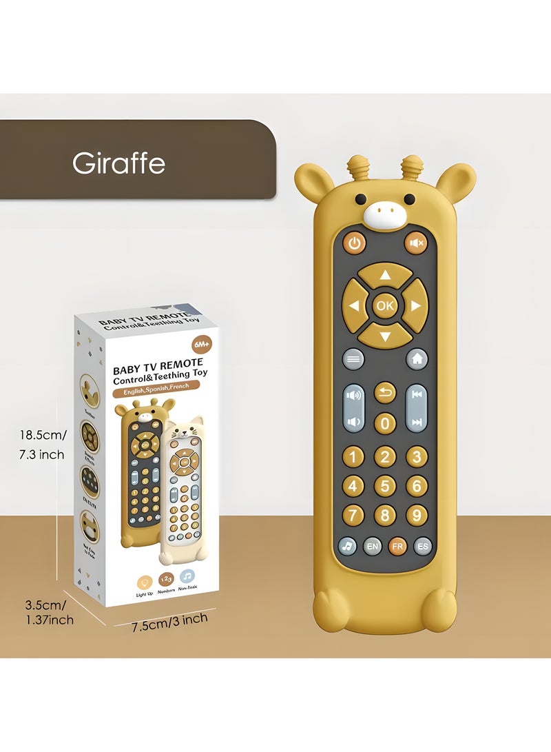 ليكسادا ألعاب أطفال تشمل جهاز محاكاة جهاز تحكم عن بعد للتلفاز، وجهاز تحكم عن بعد للهاتف بأزرار للرضع من عمر 6-36 شهرًا، وألعاب آلات موسيقية بأزرار، وجهاز تحكم عن بعد صوتي ثلاثي اللغات، مثالية لهدايا أعياد ميلاد الأطفال، وهدايا للرضع (غلاف حماية من الزرافة) - Image 1