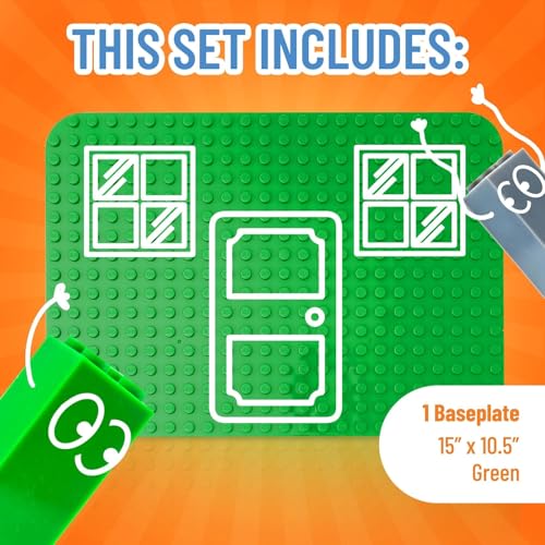 Strictly Briks Building Toy Big Blocks Baseplates - Compatible with Lego Duplo for Toddlers & Kids, Single Flat Bottom Plate, 15 x 10.5 in, Green - Image 3