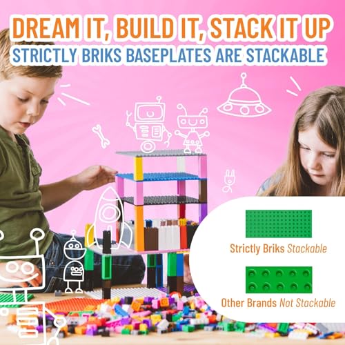 Strictly Briks Building Toy Big Blocks Baseplates - Compatible with Lego Duplo for Toddlers & Kids, Single Flat Bottom Plate, 15 x 10.5 in, Green - Image 5