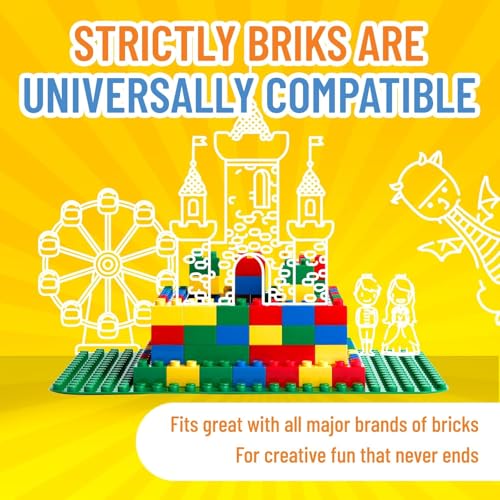 Strictly Briks Building Toy Big Blocks Baseplates - Compatible with Lego Duplo for Toddlers & Kids, Single Flat Bottom Plate, 15 x 10.5 in, Green - Image 4