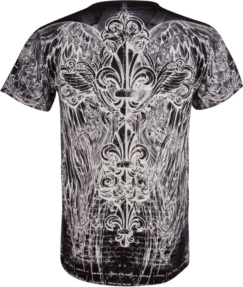 Sakkas 327V Vines and Fleur De Lis V-Neck Mens T-Shirt - Black/Medium - Image 2
