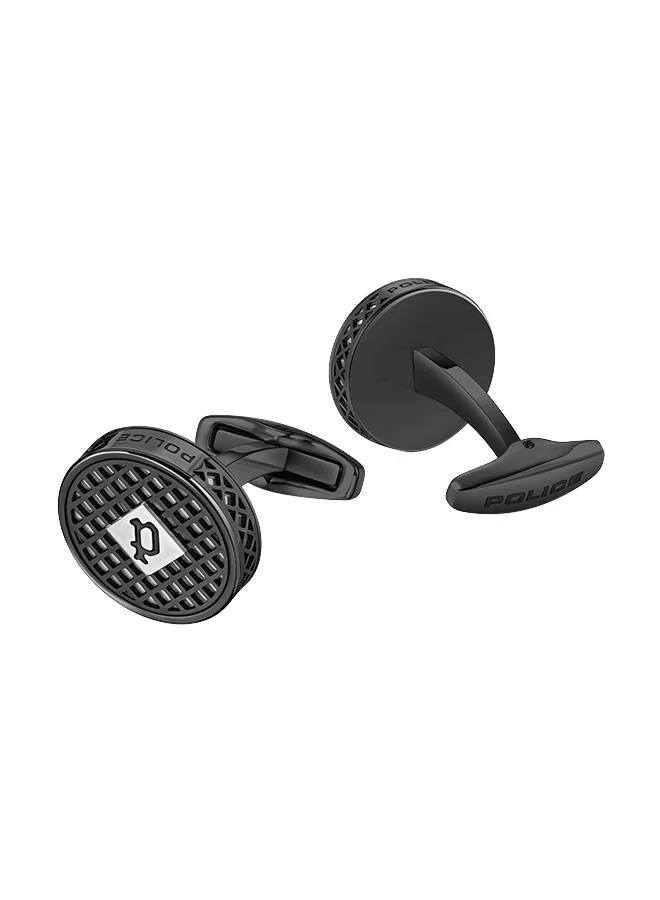 POLICE Net Grey Black And Stainless Steel Tri Color Cufflinks for Men