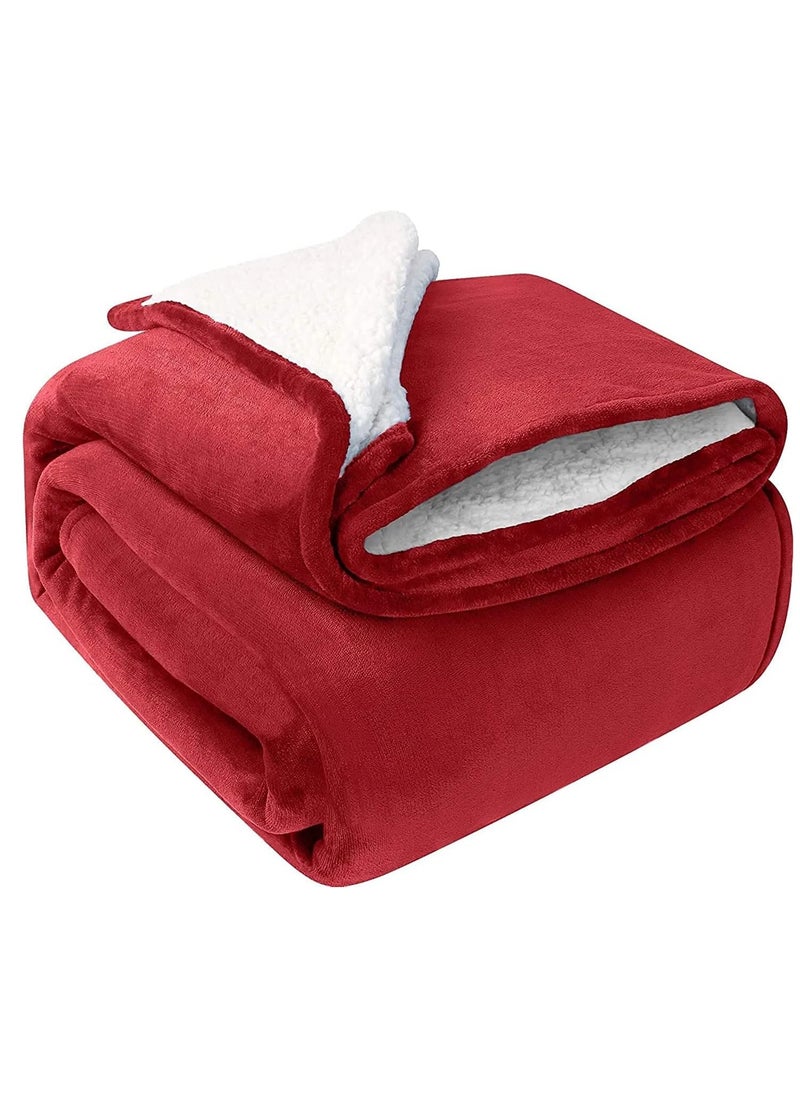 T G H Sherpa Blanket King Size Twin Plush Throw Bed Blanket Flannel Fleece Reversible Lamb Blanket Warm and Plush Travel Blanket for Bed Sofa Travel Couch  - Image 1