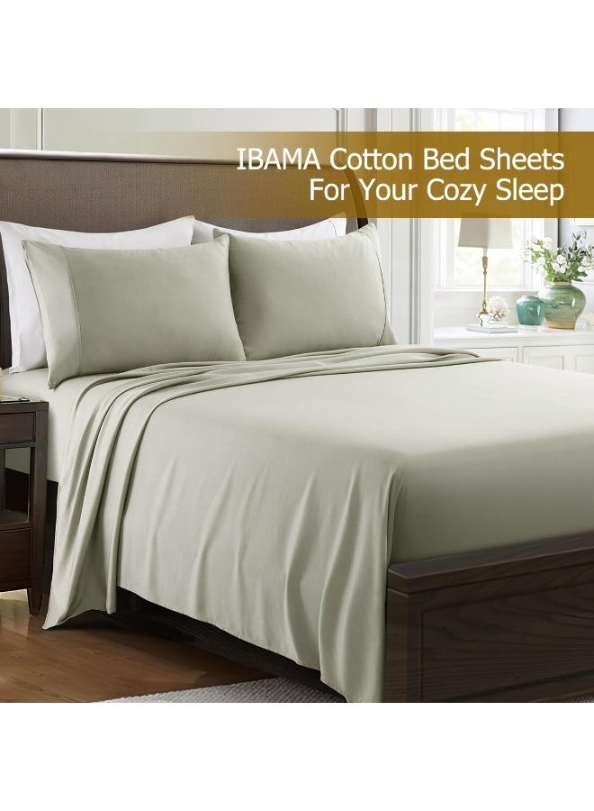IBAMA 100% Cotton Bed Sheet Set Twin Size With Pillowcases 3 Pieces For Dorm Room Including 1 X Fitted Sheet 1 X Pillowcase 1 X Flat Sheet Breathable And Machine Washable, Twin - Image 3