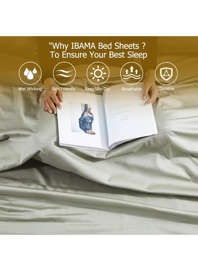 IBAMA 100% Cotton Bed Sheet Set Twin Size With Pillowcases 3 Pieces For Dorm Room Including 1 X Fitted Sheet 1 X Pillowcase 1 X Flat Sheet Breathable And Machine Washable, Twin - Image 2