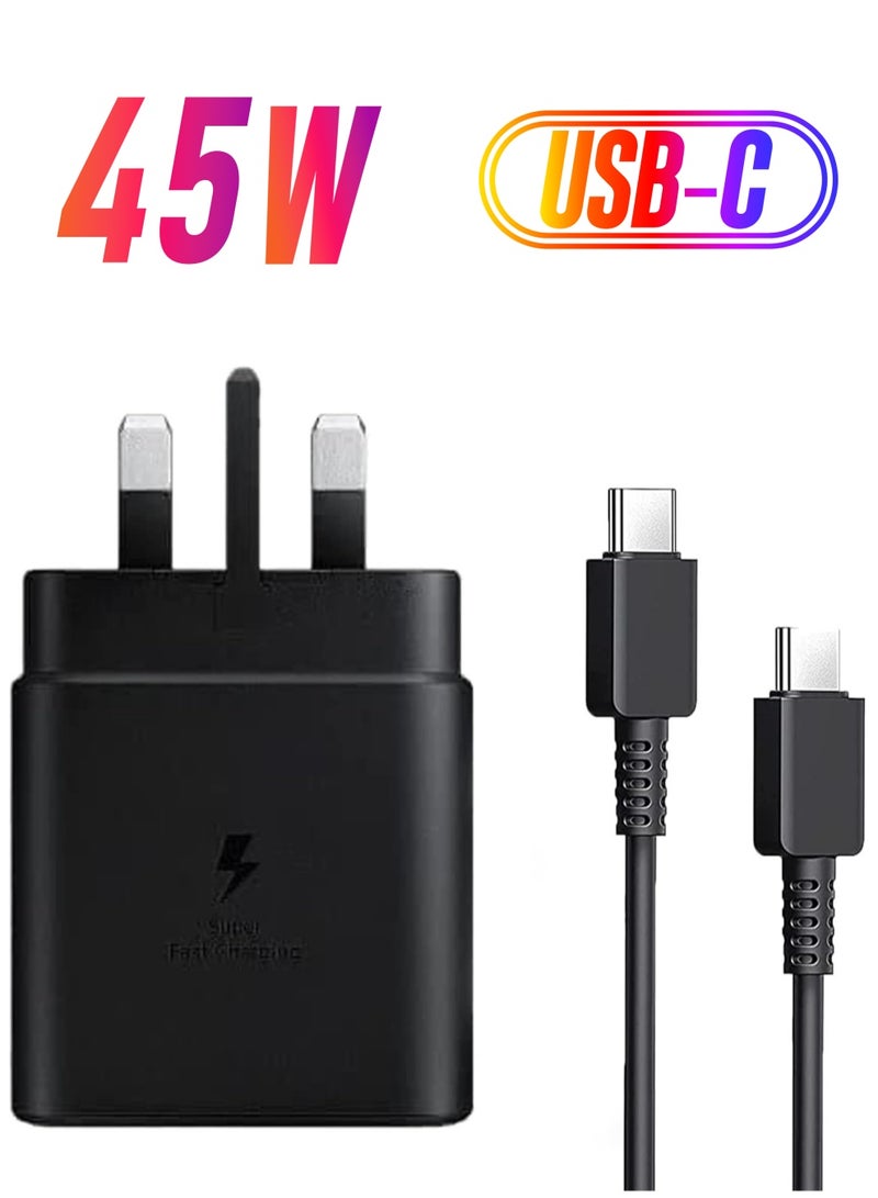 ELTRAZONE 45W USB C Charger Super Fast Charger USB C with 5ft Cable for45W USB C Charger,compatible Samsung UK Travel Adaptor (45W with USB type C Cable) Black Samsung Super Fast Charger Type C Samsung Galaxy S - Image 1