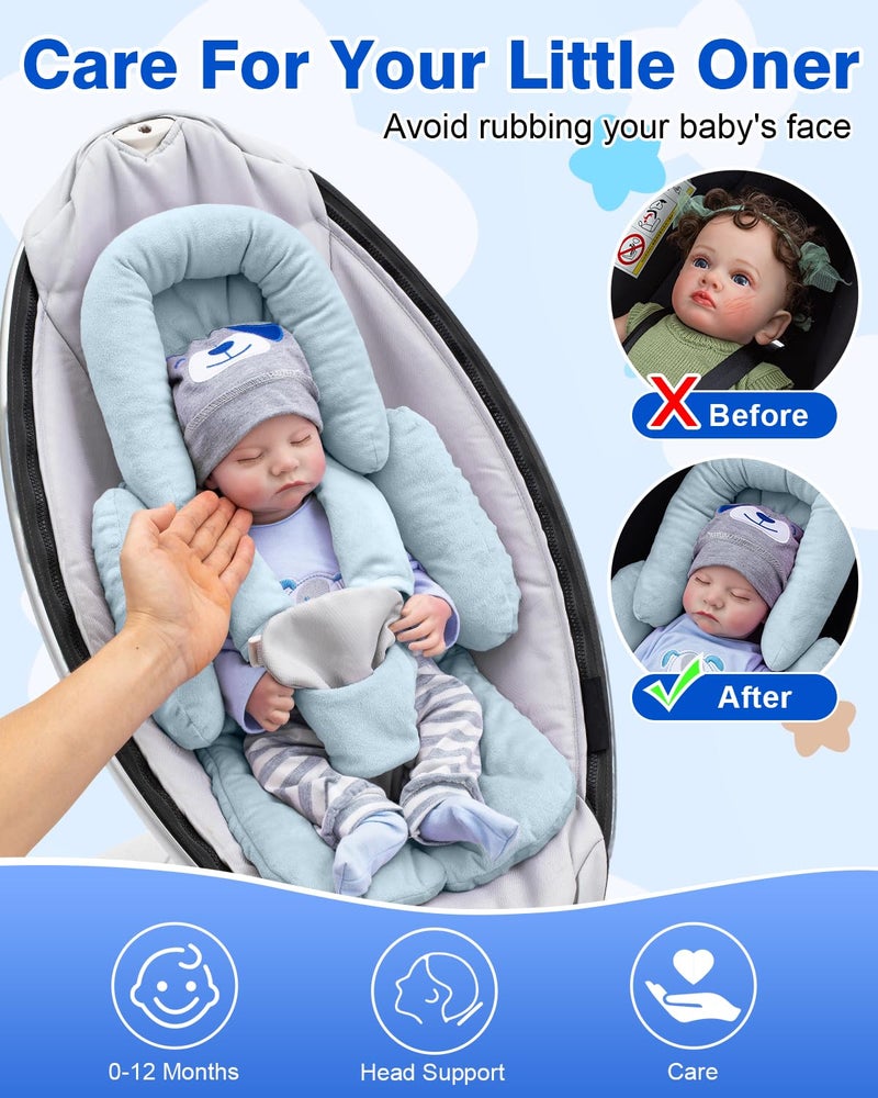 Kaseeous Infant Insert Compatible with Mamaroo Swing & Graco Swing, Thickened Baby Car Seat Head Support with Shoulder Covers, Breathable Newborn Car Seat Insert for Preemie to Toddler - Image 3