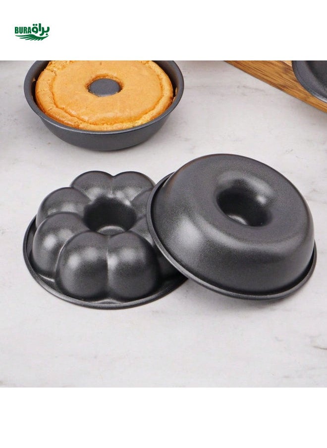 BURAQ - 4pcs Heavy-Duty Carbon Steel Donut Mold, Round Heart Windmills Pumpkins Shaped Doughnut Molds, Non-Stick Mini Fluted Tube Cake Molds For Oven, Kitchen Baking Tools, Kitchen Gadgets, Kitchen Accessories - Image 1