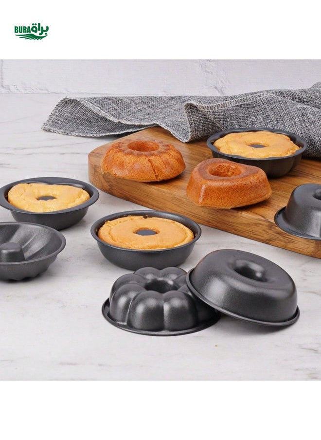 BURAQ - 4pcs Heavy-Duty Carbon Steel Donut Mold, Round Heart Windmills Pumpkins Shaped Doughnut Molds, Non-Stick Mini Fluted Tube Cake Molds For Oven, Kitchen Baking Tools, Kitchen Gadgets, Kitchen Accessories - Image 1