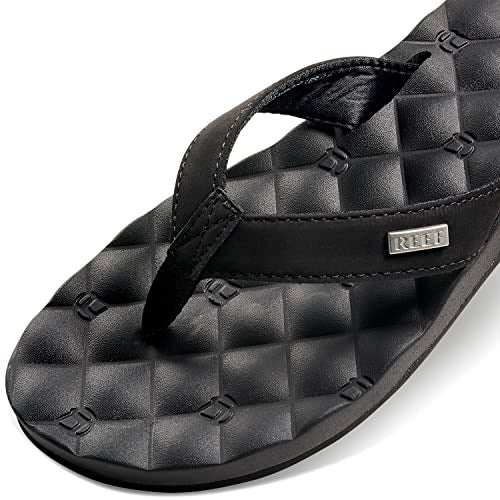 Reef Dreams Womens Flip Flop, Memory Foam Cushion Footbed, Faux Leather Satin Lined Strap, Black/Black, 7 - Image 2