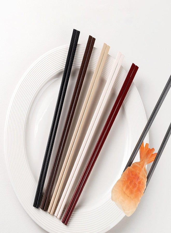 PYBBO 5 Pairs Chopsticks Premium Reusable Dishwasher Safe, 9.57 inch/24.3cm Matte Non-Slip Chopsticks, Chinese Style Japanese Korean Chop Sticks for Food & Cooking, Fish Pattern - Image 1