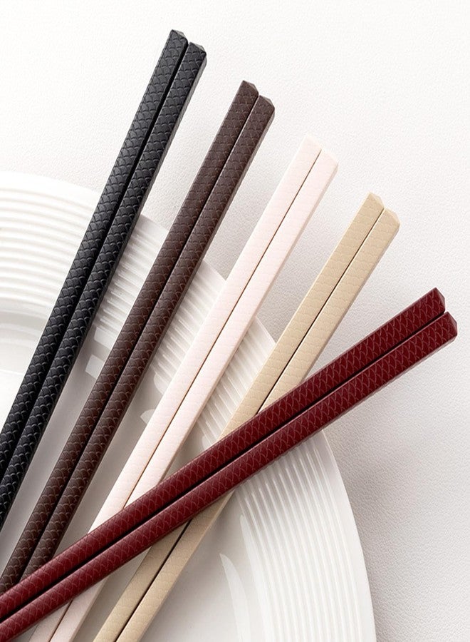PYBBO 5 Pairs Chopsticks Premium Reusable Dishwasher Safe, 9.57 inch/24.3cm Matte Non-Slip Chopsticks, Chinese Style Japanese Korean Chop Sticks for Food & Cooking, Fish Pattern - Image 3