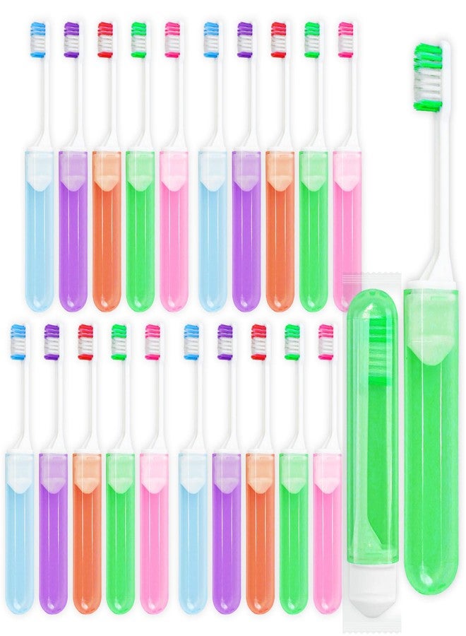 Twoworld Travel Size Toothbrush Bulk Disposable Toothbrushes Individually Wrapped ,Mini Toothbrush With Toothbrush Cover Folding Toothbrushes Camping Toothbrush for Camping,Hiking,Traveling,School (30) - Image 1