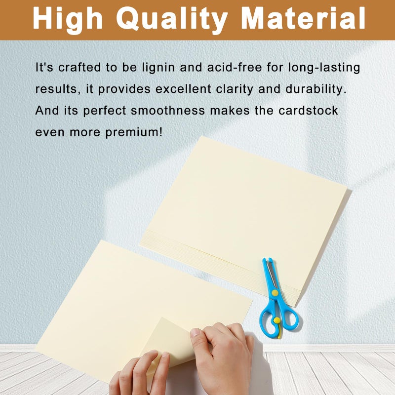 Silunkia 100 Sheets Cream Cardstock 5 Assorted Size Ivory Paper, 200gsm/75lb Thick Off White Card Stock for DIY Cards Making, Business Cards, Invitations, Scrapbooking, Menus, Anniversary - Image 4