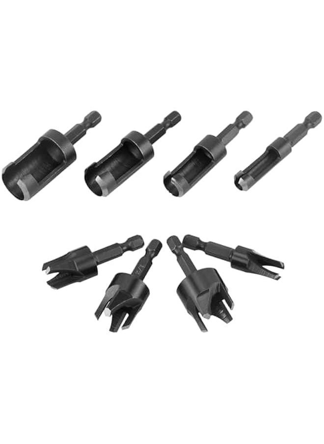 Arabest Wood Plug Cutter Drill Bit Set, 8Pcs, Includes 1/4, 5/16, 3/8, 1/2 Sizes, 1/4 Inch Hex Shank  - Image 2
