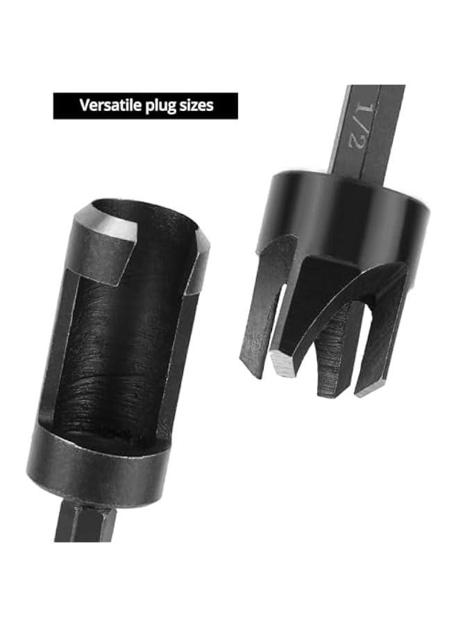 Arabest Wood Plug Cutter Drill Bit Set, 8Pcs, Includes 1/4, 5/16, 3/8, 1/2 Sizes, 1/4 Inch Hex Shank  - Image 3