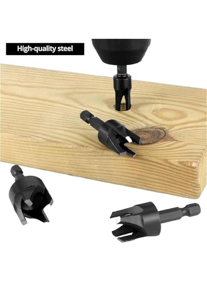 Arabest Wood Plug Cutter Drill Bit Set, 8Pcs, Includes 1/4, 5/16, 3/8, 1/2 Sizes, 1/4 Inch Hex Shank  - Image 5