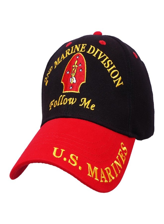 Trendy Zone 21 2nd Marine Division Follow Me Cap Officially Licensed, 100% Cotton, Red and Black with Adjustable for Veterans & Patriots | Durable, Comfortable Military Hat for Outdoor & Casual Wear - Image 1