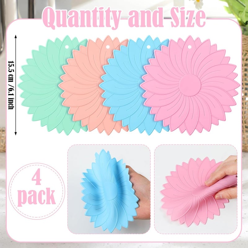 Maxdot 4 Pcs Large Rubber Jar Opener Pad Jar Opener 6.10 Inch Multi Function Non Slip Jar Opener Resistant Coasters for Weak Arthritis Hands Seniors Easy Opening (Macaron Colors) - Image 2