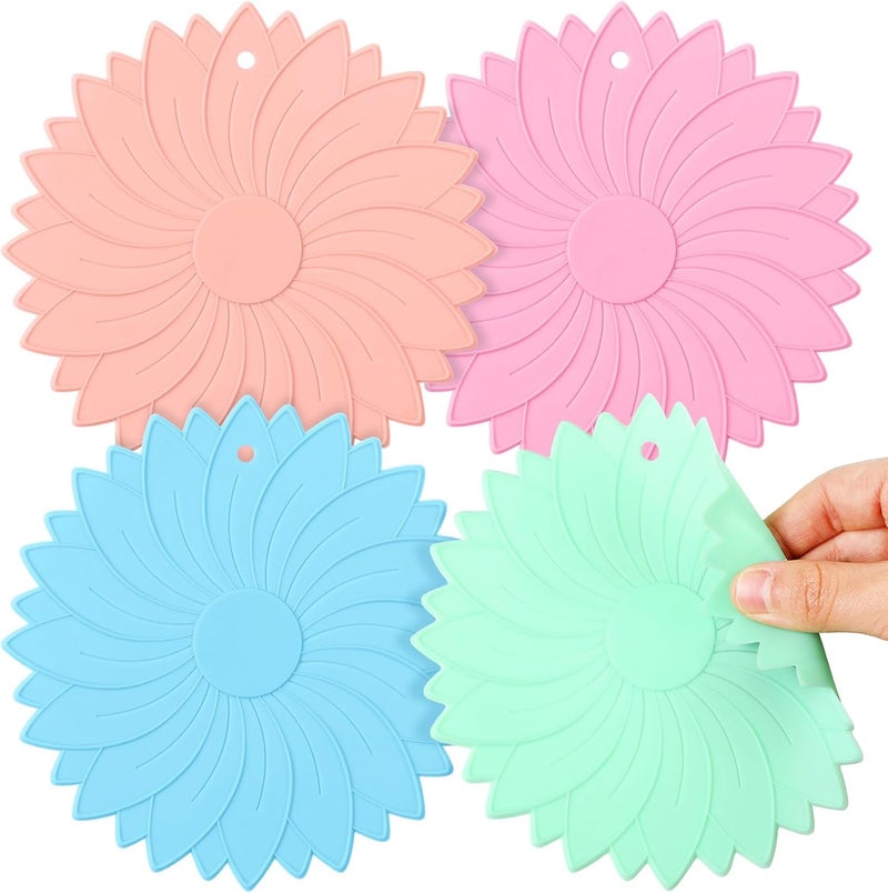 Maxdot 4 Pcs Large Rubber Jar Opener Pad Jar Opener 6.10 Inch Multi Function Non Slip Jar Opener Resistant Coasters for Weak Arthritis Hands Seniors Easy Opening (Macaron Colors) - Image 1