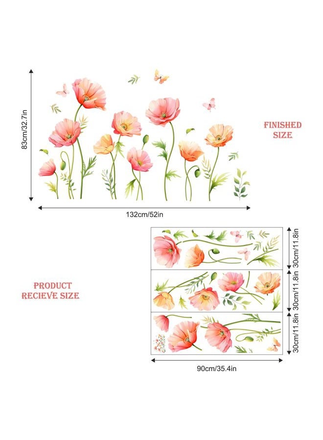 Supzone Large Pink Floral Wall Decals Poppy Flower Butterfly Wall Stickers Peel and Stick Autumn Floral Wall Art Decor for Living Room Bedroom Office TV Sofa Backdrop Home Decor Gifts for Mom - Image 5