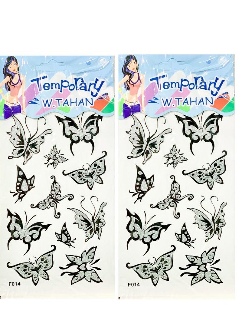 تتضمن ورقة الوشم مجموعة متنوعة من التصميمات، قطعتين