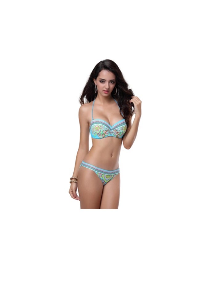 Hanady - Bikini top, light blue printed material - Image 1