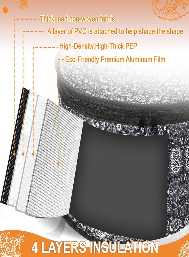 Pickmesh Round Pie Carrier 12 x 7 Inch Insulated Casserole Carriers with Lid and Detachable Handle for Hot or Cold Food Cake Transport Thanksgiving Christmas Gift(Black Paisley) - Image 5