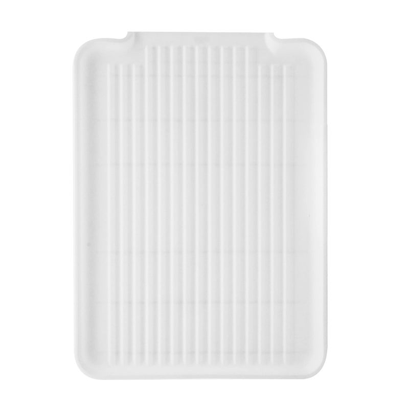 Oggi Dish Drain Board and Drying Rack Tray for Kitchen Counter, Plastic Drainboard with Raised Ridges, 12.75 x 17.25 inches - White - Image 1