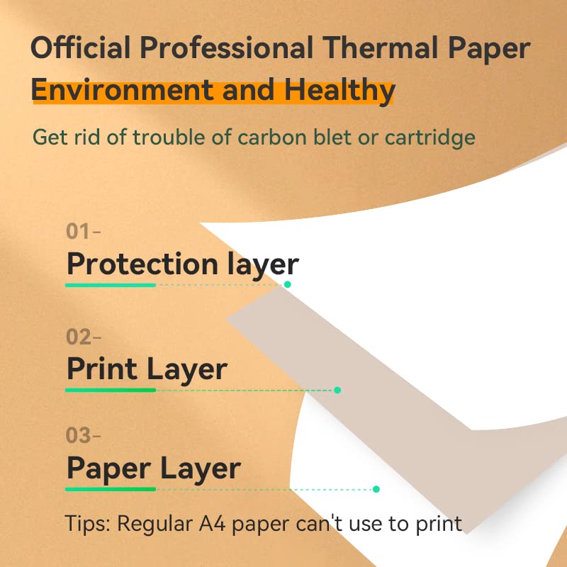 PeriPeri PeriPage A4 Thermal Paper, Printing Paper, 210 x Φ30mm 4 Rolls, 8 inch Paper for PeriPage A40 Portable Printer (A4 Rolled Thermal Paper 2Sets/4Rolls) - Image 4