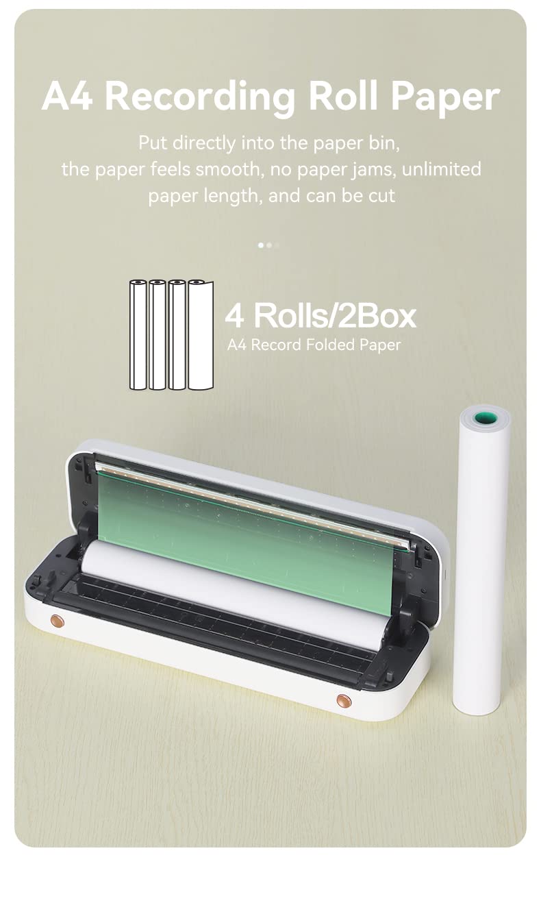 PeriPeri PeriPage A4 Thermal Paper, Printing Paper, 210 x Φ30mm 4 Rolls, 8 inch Paper for PeriPage A40 Portable Printer (A4 Rolled Thermal Paper 2Sets/4Rolls) - Image 3