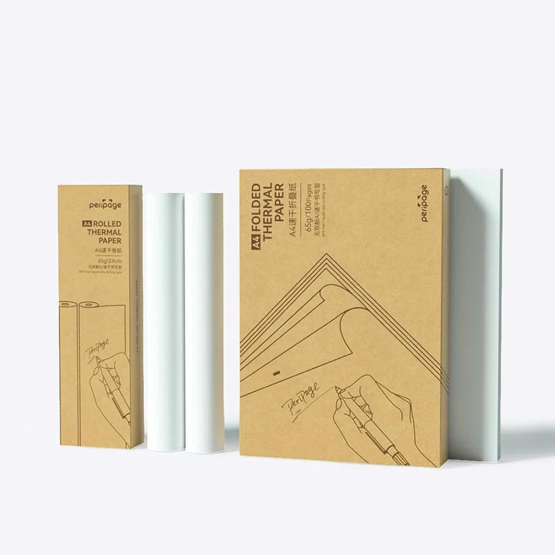 PeriPeri PeriPage A4 Thermal Paper, Printing Paper, 210 x Φ30mm 4 Rolls, 8 inch Paper for PeriPage A40 Portable Printer (A4 Rolled Thermal Paper 2Sets/4Rolls) - Image 1