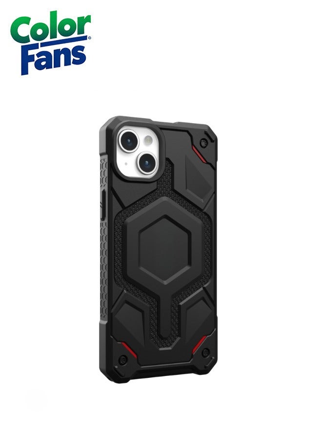 Color Fans Monarch Pro Kevlar MagFit iPhone 15 Plus Case Rugged Protective Cover Black - Image 4