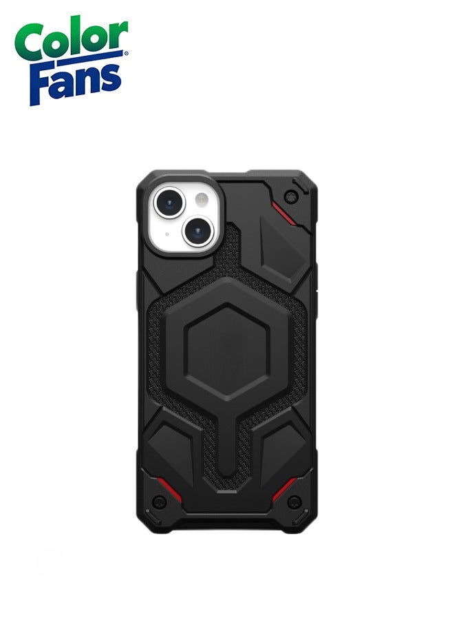 Color Fans Monarch Pro Kevlar MagFit iPhone 15 Plus Case Rugged Protective Cover Black - Image 5