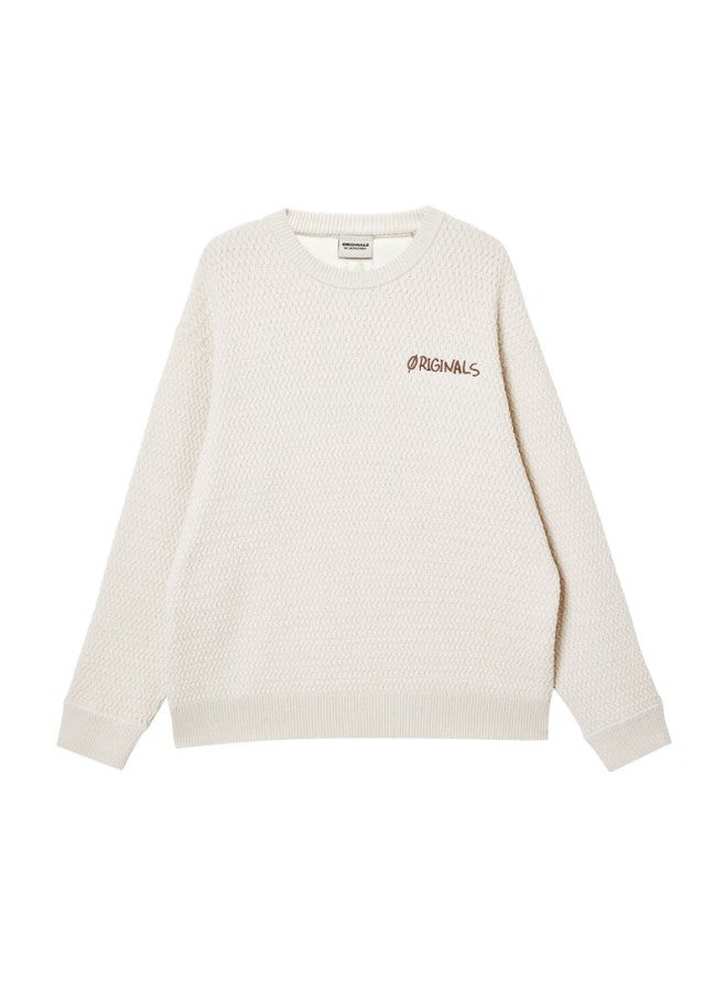 JACK & JONES Jack&jones Men's Casual Simple Loose Comfortable Textured Embroidered Crew Neck Long Sleeve Knit Sweater 225325010 - Image 3