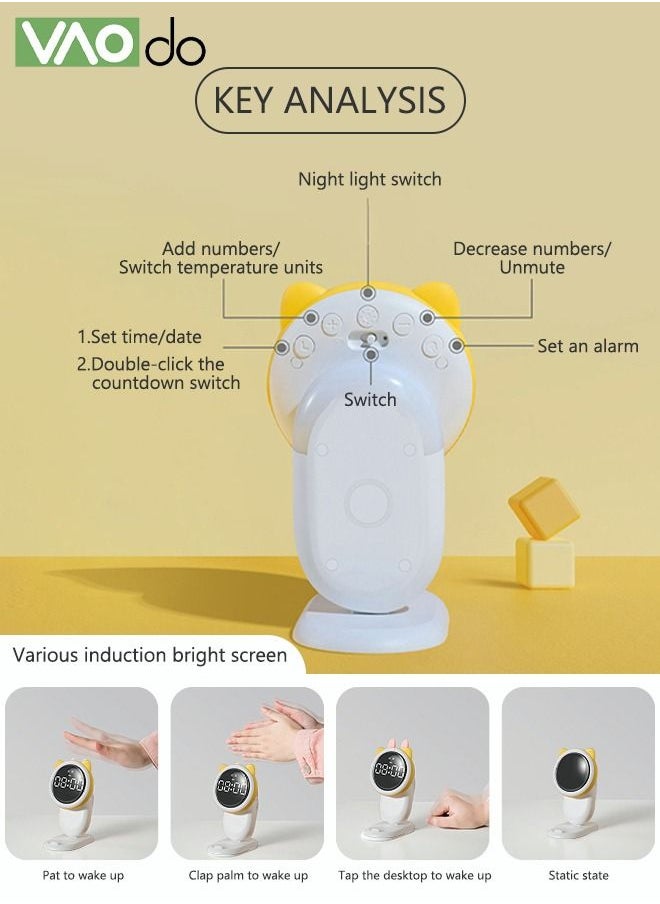 VAOdo - Multi Functional Smart Clock Soft Night Light Can Be Used As A Mobile Phone Rack With Magnetic Function To Sense The Clock - Image 1