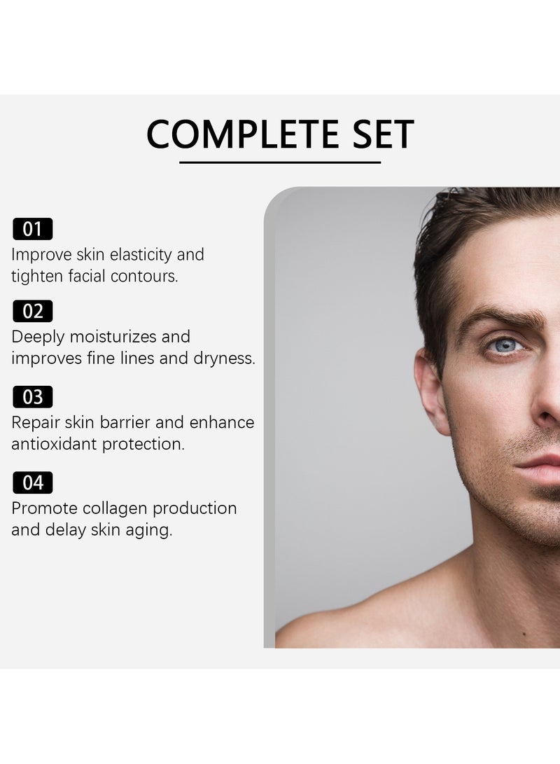 East Moon Men's Essential Skincare Gift Set - Gentle Cleansing, Deep Moisturizing, & Nourishing, Comprehensive Set with Facial Cleanser, Scrub, Serum, Eye Cream, & Moisturizer for Firmer, Brighter, Smooth Skin - Image 3