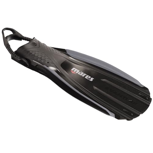 Mares Unisex Avanti 4X Open Heel Scuba Diving Fins Bungee Straps 4Channel Blade Lightweight HighThrust Snorkeling Flippers for Travel Cold Water BlackDark Gray Regular - Image 3