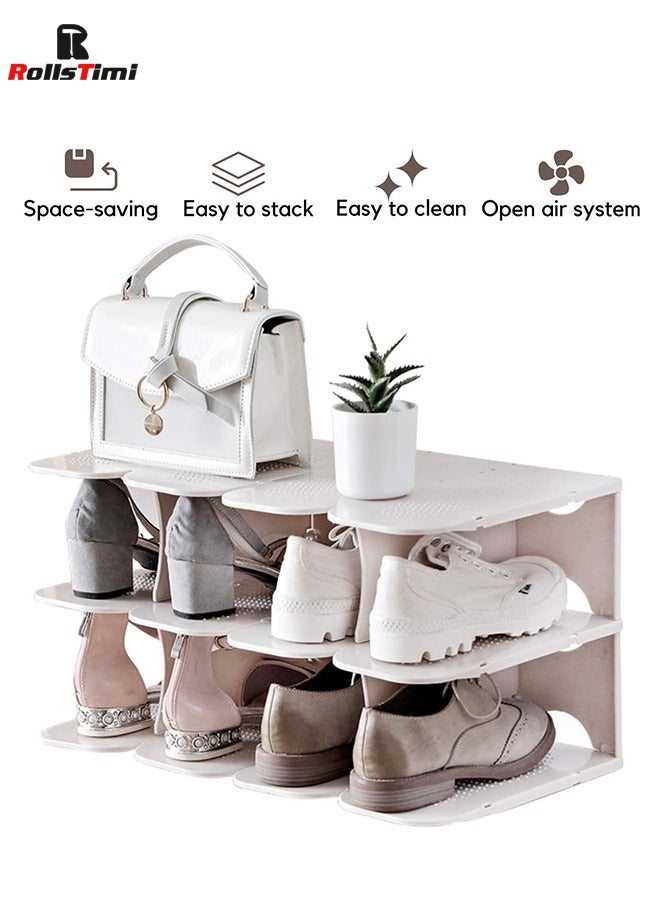 RollsTimi  6-Tier Shoe Organizer Rack, Stackable and Adjustable Space-Saving Shoe Storage Shelf, Grey  - Image 3
