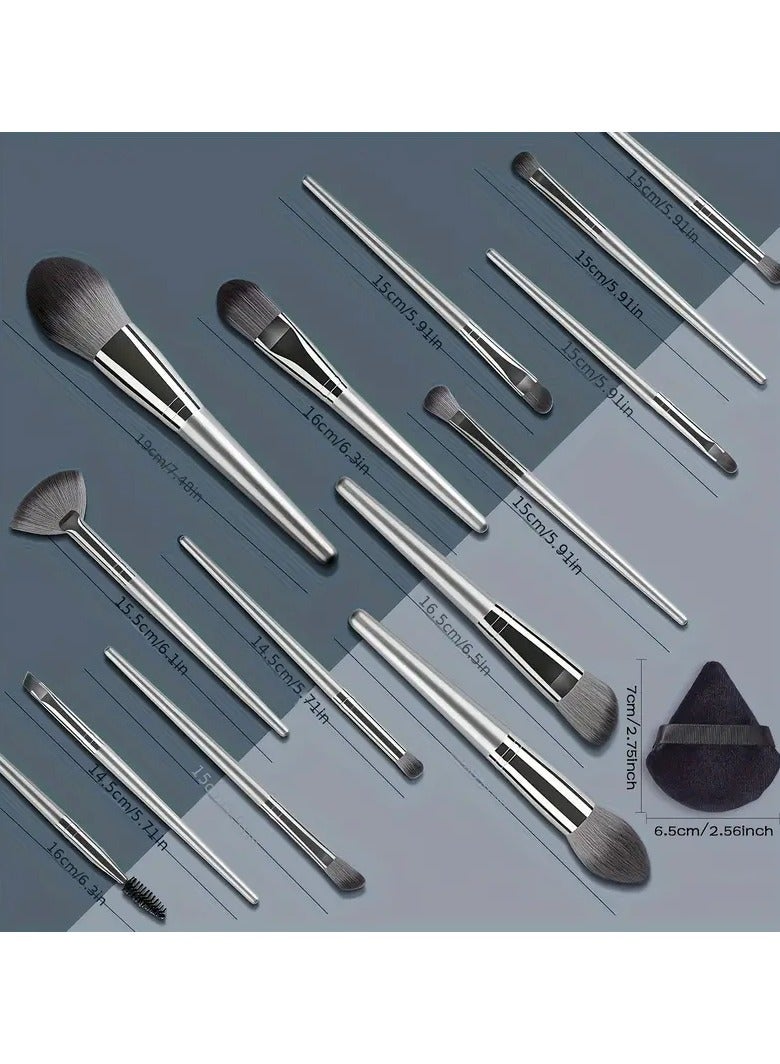 أوريتي 14pcs مجموعة فرشاة المكياج sof رقيق احترافي مستحضرات التجميل الأساس مسحوق ظلال العيون مزج المكياج نفخة فرشاة أداة التجميل مثلث نفخة المكياج مثالية للفنانين المبتدئين المكياج - Image 2