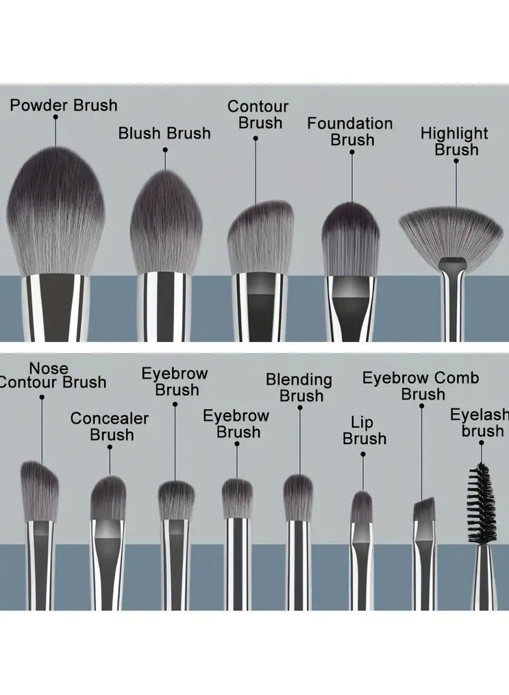 أوريتي 14pcs مجموعة فرشاة المكياج sof رقيق احترافي مستحضرات التجميل الأساس مسحوق ظلال العيون مزج المكياج نفخة فرشاة أداة التجميل مثلث نفخة المكياج مثالية للفنانين المبتدئين المكياج - Image 3