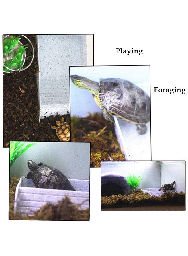 Kathson Reptile Tortoise Turtle Feeding Dish With Ramp And Basking Platform Plastic Turtle Food And Water Bowl Also Fit For Bath Horned Frogs Lizards Amphibians(White, Emulational Granite) - Image 5