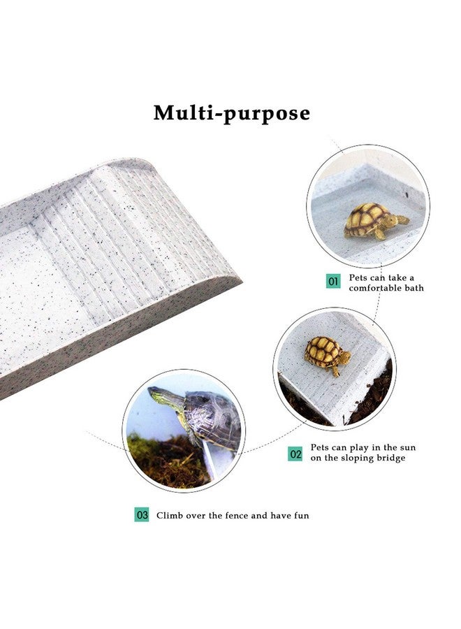 Kathson Reptile Tortoise Turtle Feeding Dish With Ramp And Basking Platform Plastic Turtle Food And Water Bowl Also Fit For Bath Horned Frogs Lizards Amphibians(White, Emulational Granite) - Image 3