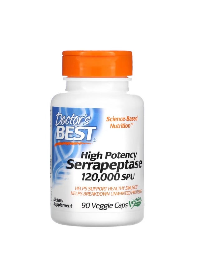 دكتورز بست High Potency Serrapeptase 120000 SPU 90 Veggie Caps - Image 1