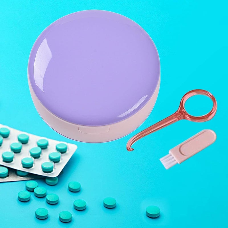 klarakoDual Layer Denture Retainer Case Breathable with Mirror Portable Mouth Guard Container Holder for Clear Aligner with Removal Tool Tray klarakoPurple Pink - Image 2