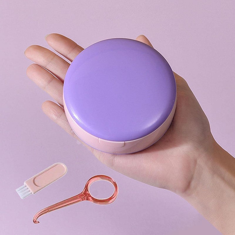 klarakoDual Layer Denture Retainer Case Breathable with Mirror Portable Mouth Guard Container Holder for Clear Aligner with Removal Tool Tray klarakoPurple Pink - Image 4