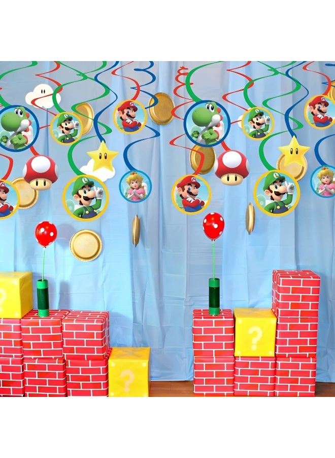 Amscan Swirl Hanging Decorations - 5" & 7" (Pack of 12) - Perfect for Themed Parties & Events, Super Mario Brothers - Image 3